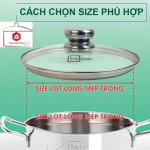 Nắp Kính Cường Lực Fivestar Dùng Cho Nồi Chảo ( 16 cm / 18cm / 20cm /24cm / 26cm /28cm /30cm ) - pk428 18